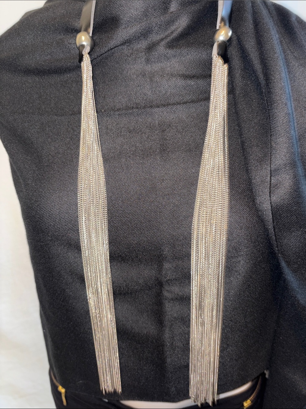 Leather Multi-Strand silver toned Tassel Necklace - Women Jewelry